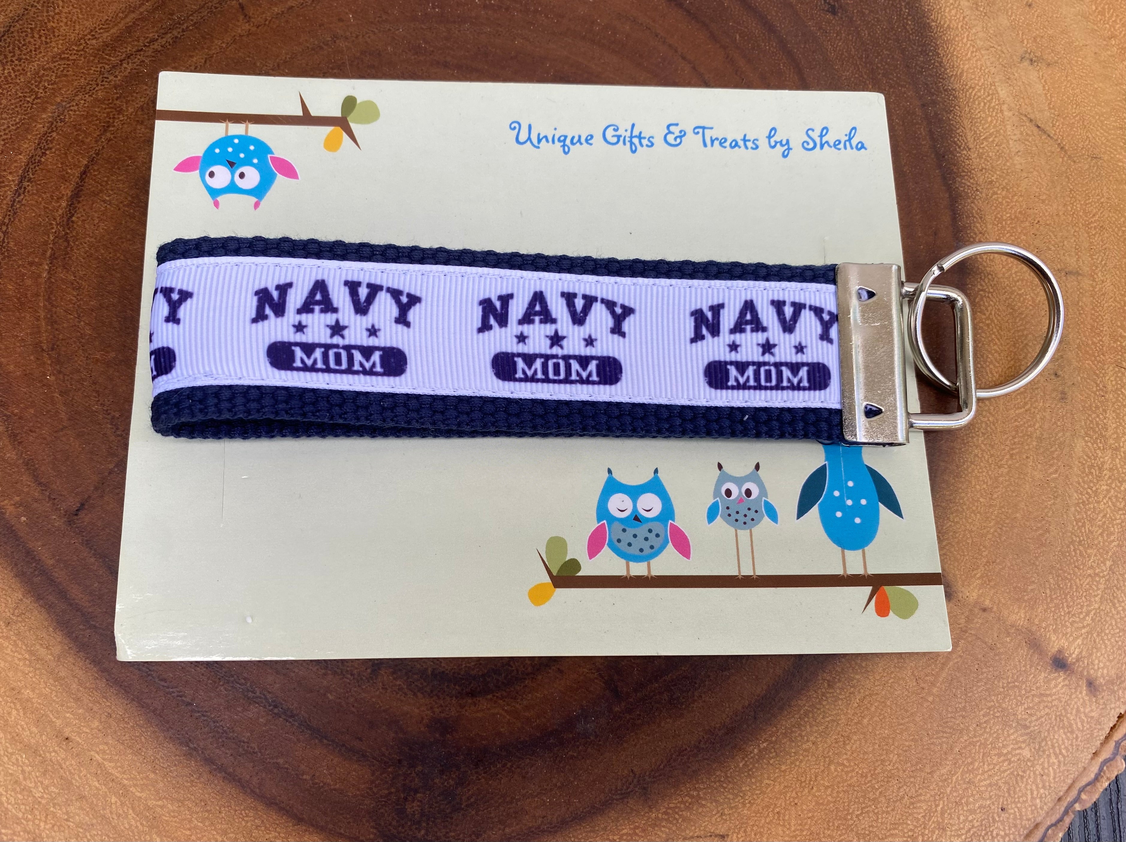 Navy Mom Keychain; Keyfob