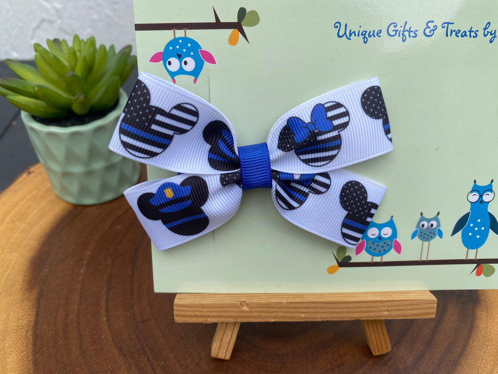 Disney Police Officer; Law Enforcement Hairbow