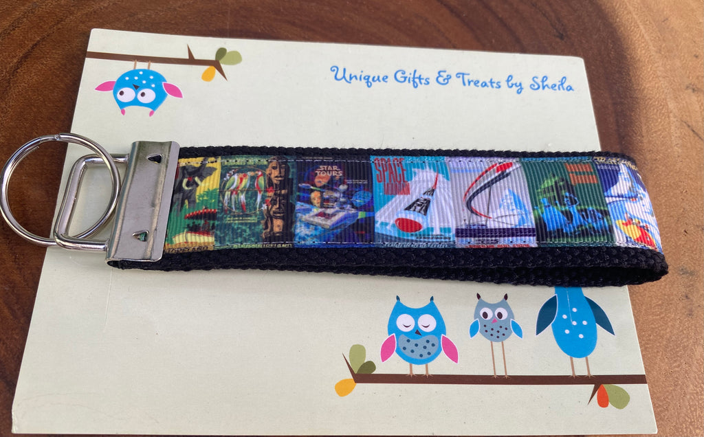 Disney Ride Posters Keychain; Keyfob