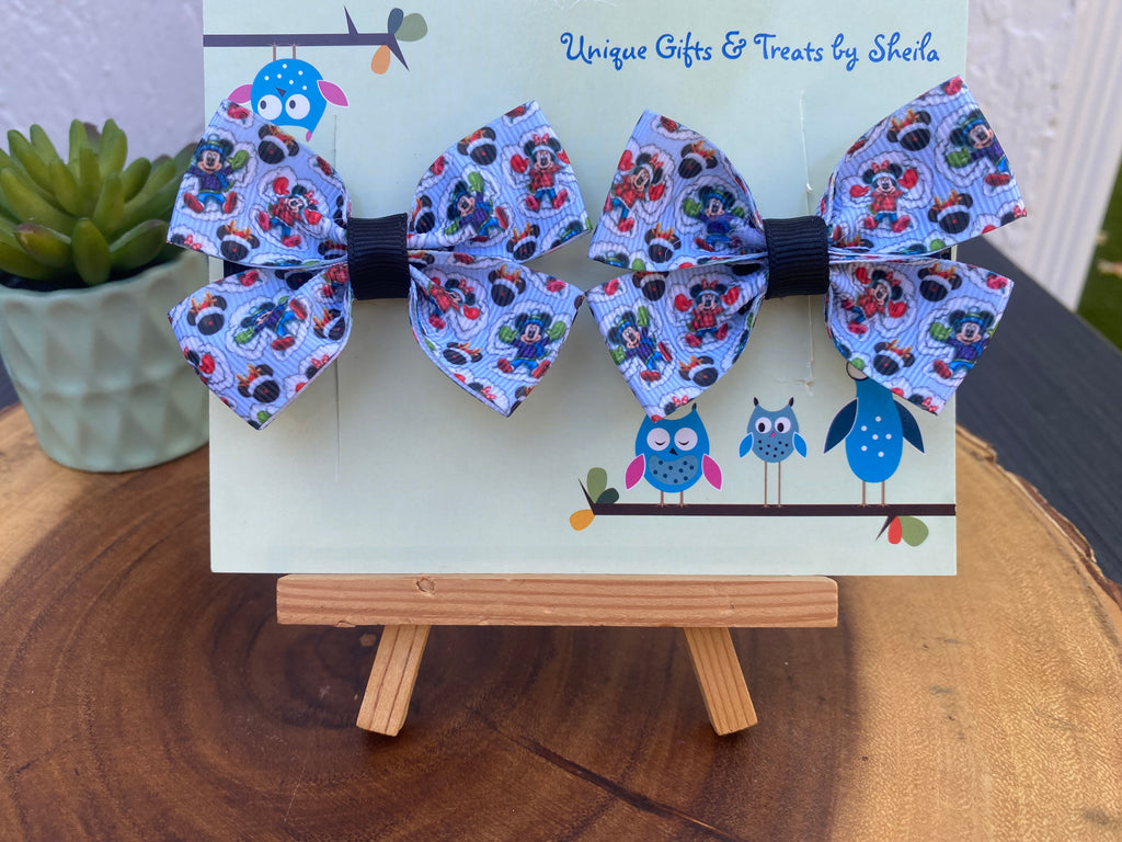 Mickey and Minnie Christmas Snow Angels Hairbows
