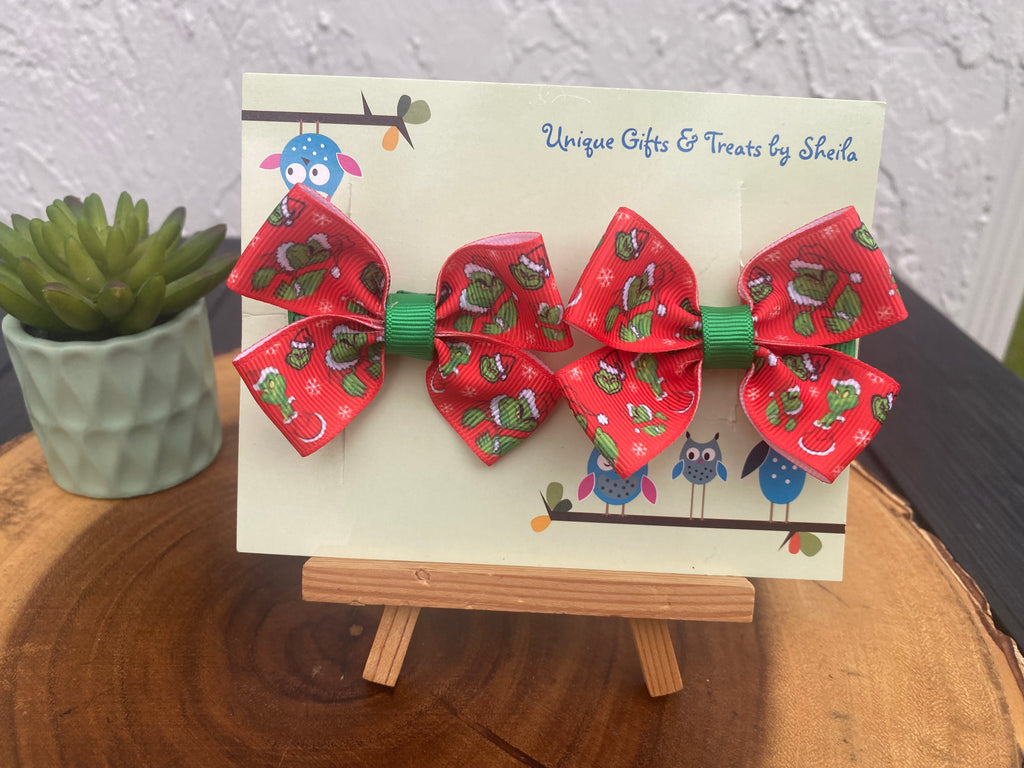 Green Christmas Monster Hairbows
