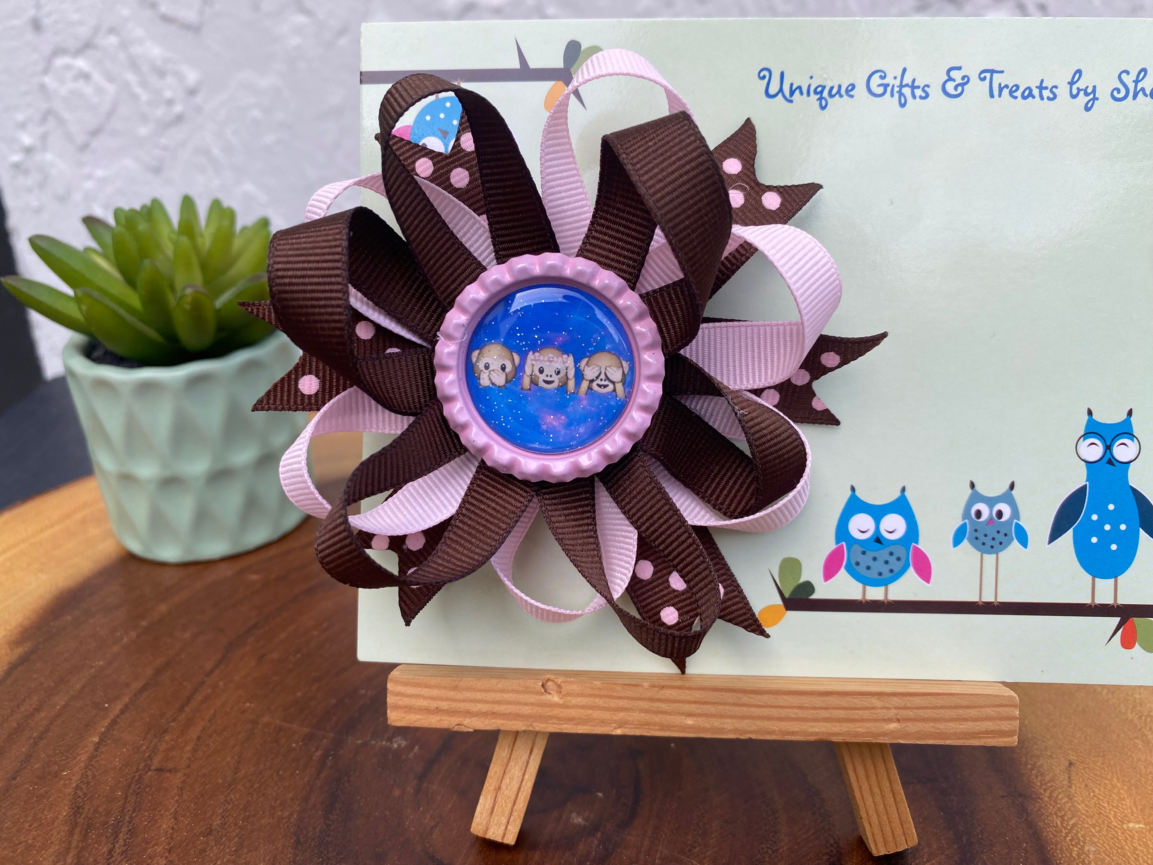 Wise Monkeys; Speak No Evil, Hear No Evil, See No Evil Hairbow