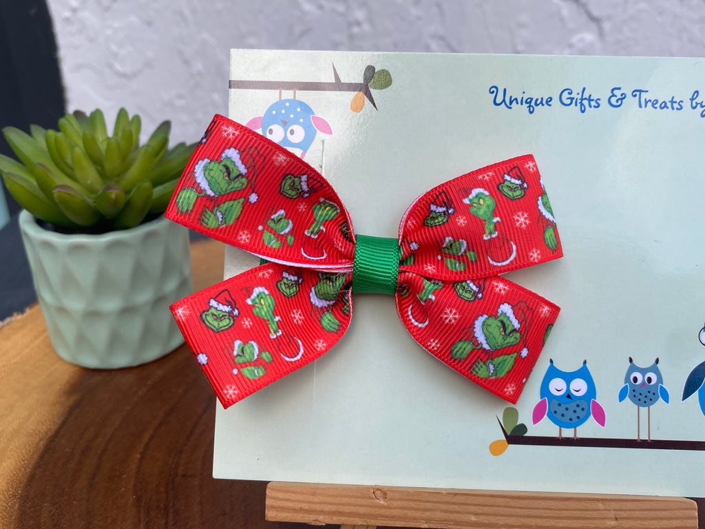 Green Christmas Monster Hairbow
