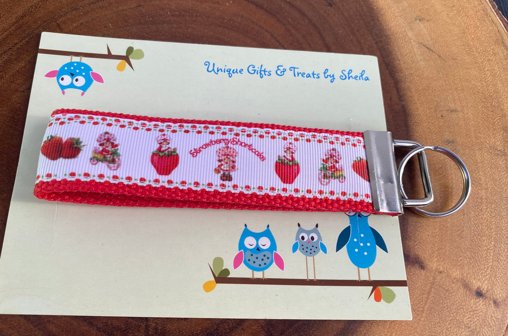 Strawberry Doll Keychain; Keyfob