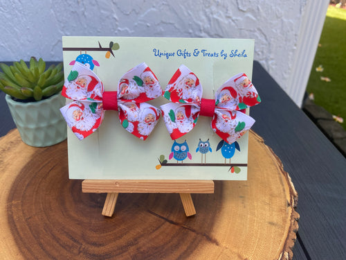 Classic Santa Hairbows; Christmas Hairbows