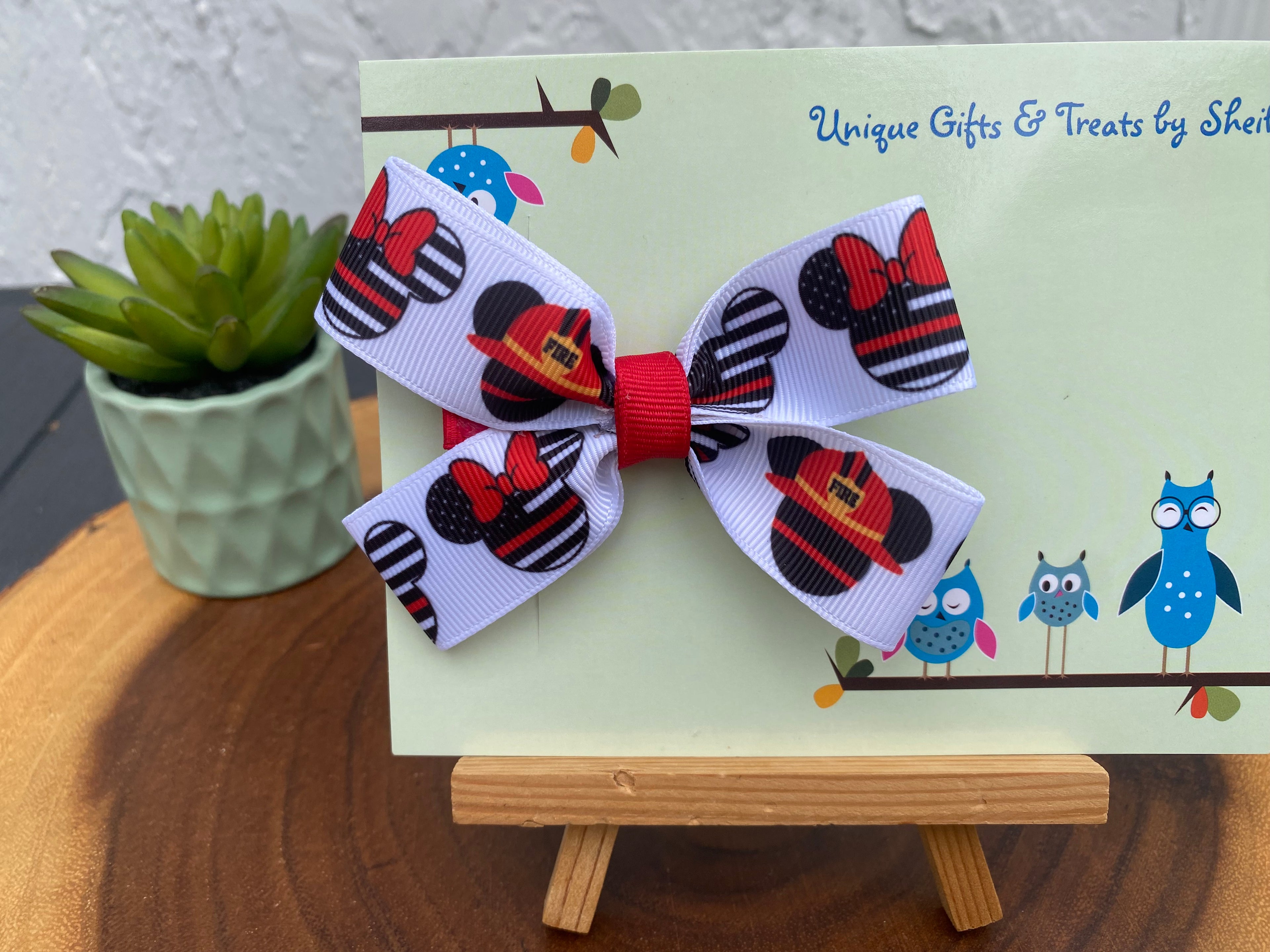 Disney Mickey Firefighter Hairbow